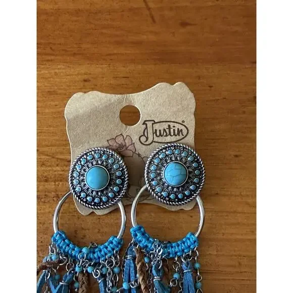 Statement Post Back Dangle Earrings Lot Colorful Boho Western Fringe Floral - Picture 4 of 16